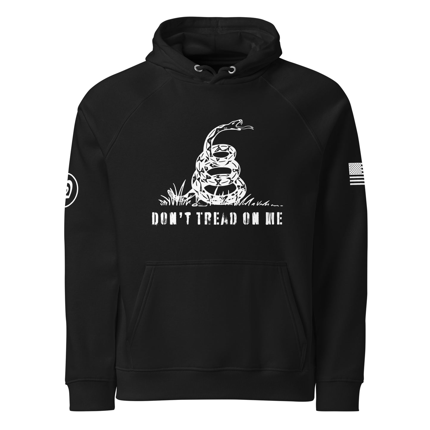 Don't Tread On Me Unisex eco raglan hoodie(Runs about 2 sizes small)